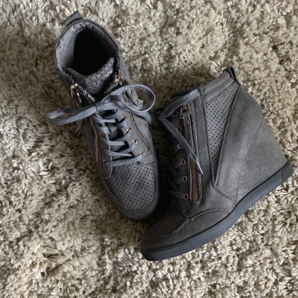 Gray Wedged Sneakers